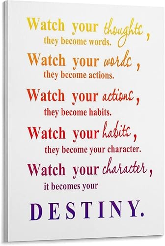 Lienzo decorativo con texto en inglés Watch Your Thoughts They Become Words Destiny, inspirador para mujeres, con espíritu de equipo, póster