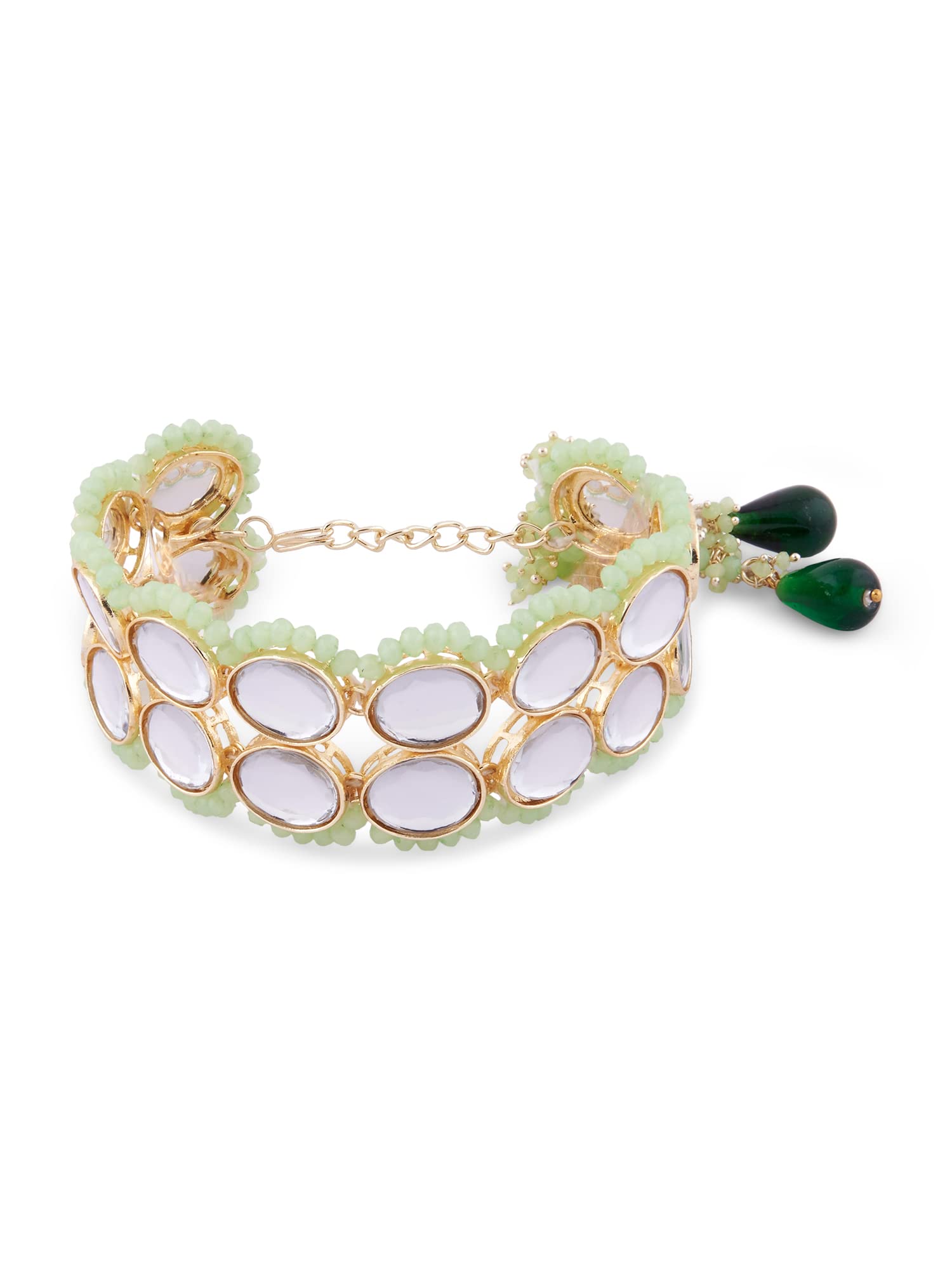 ZAVERI PEARLS Green Beads Bridal Statement Kundan Bracelet For Women-ZPFK14817 (B0BFRD8F2C) Amazon Price History, Amazon Price Tracker