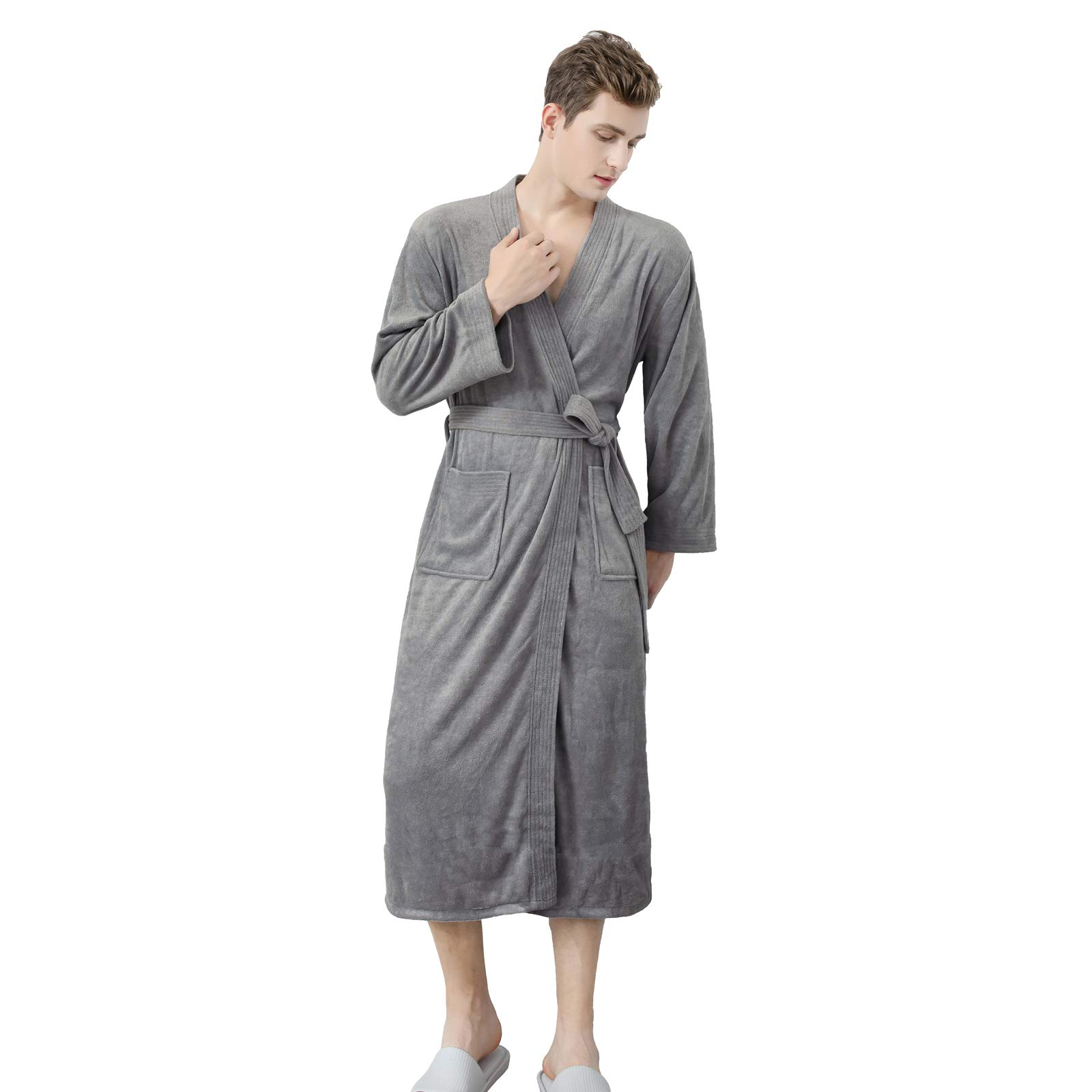 Coppie Unisex Accappatoio in spugna di cotone morbido accappatoio caldo collo scialle Accappatoio per Spa Hotel Casa Vacanze