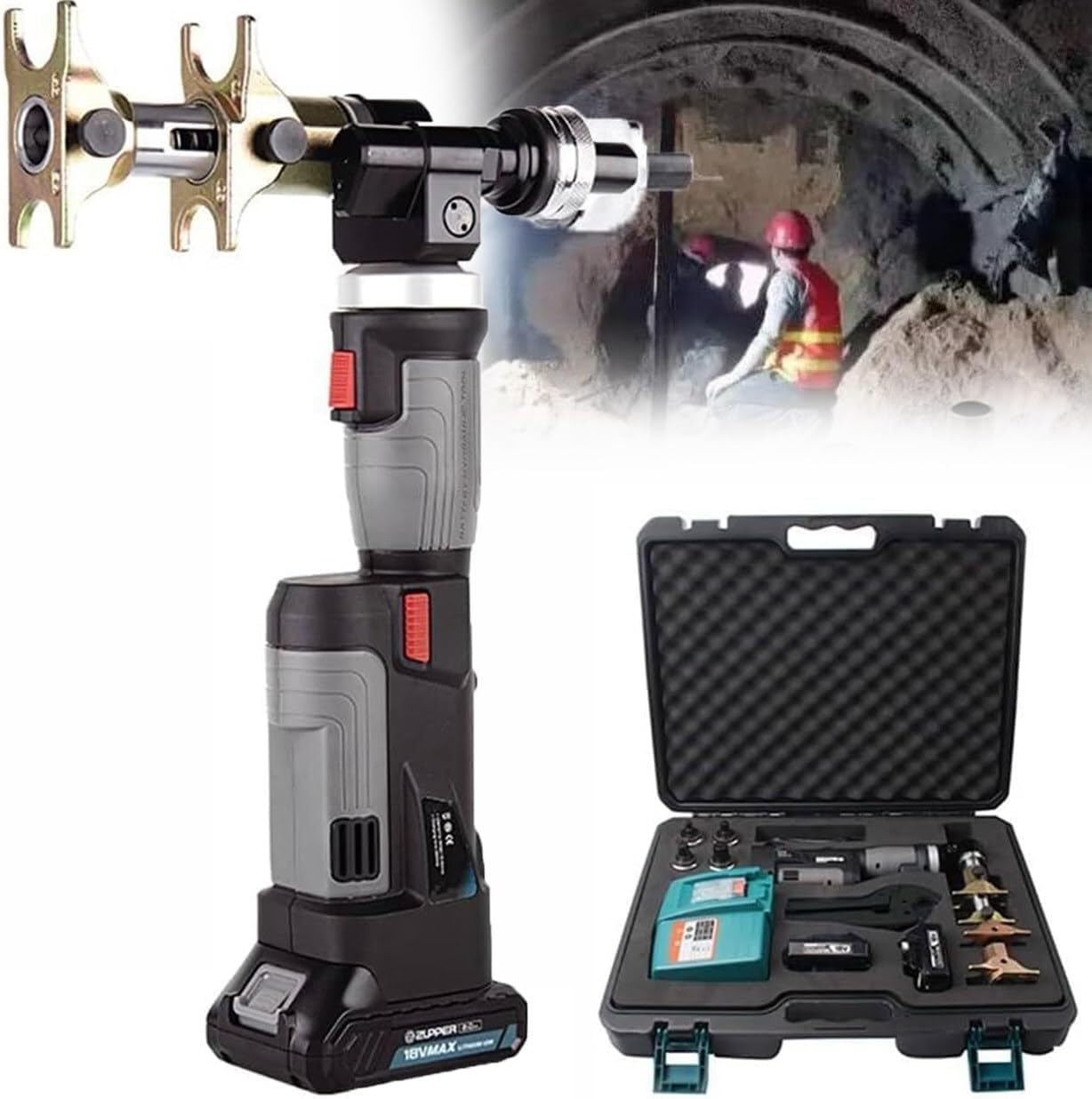 Rechargeable PEX Pipe Expansion Tool Kit with Auto Rotation Heads, Fits 16-32mm & 16-25mm Multi-Layer PEX-A, Efficient Plumbing Solutions for Professionals