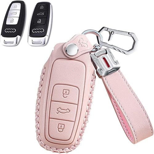 Miniatura 1 de SANRILY Funda de piel de vaca para llavero Audi, Rosado