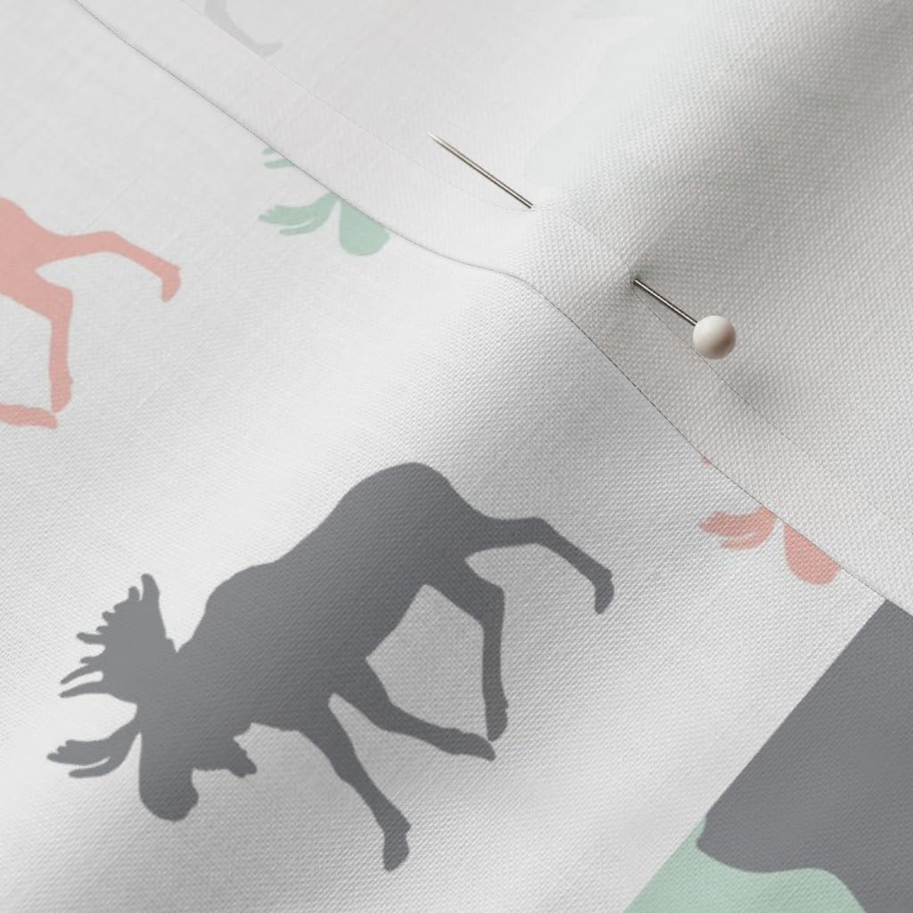 Spoonflower Fabric - Willow Woods Patchwork Quilt Top Pink Gray Mint Woodland Girl Bear Printed on Petal Signature Cotton Fabric by The Yard - Sewing Quilting Apparel Crafts Decor