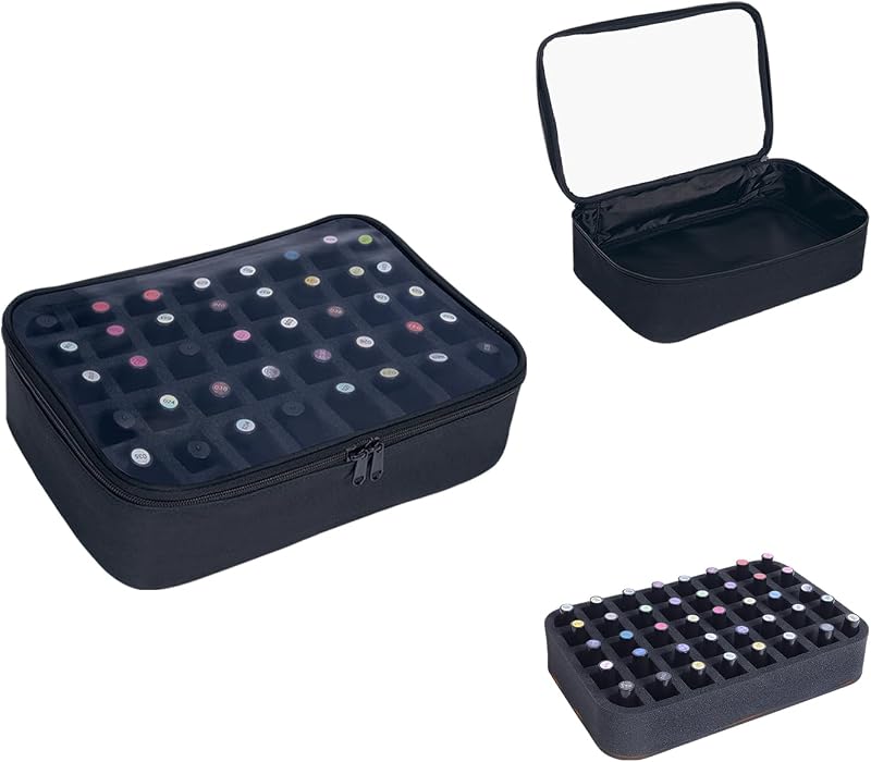UOZL Estojo organizador para esmaltes, preto, capacidade para 40 frascos