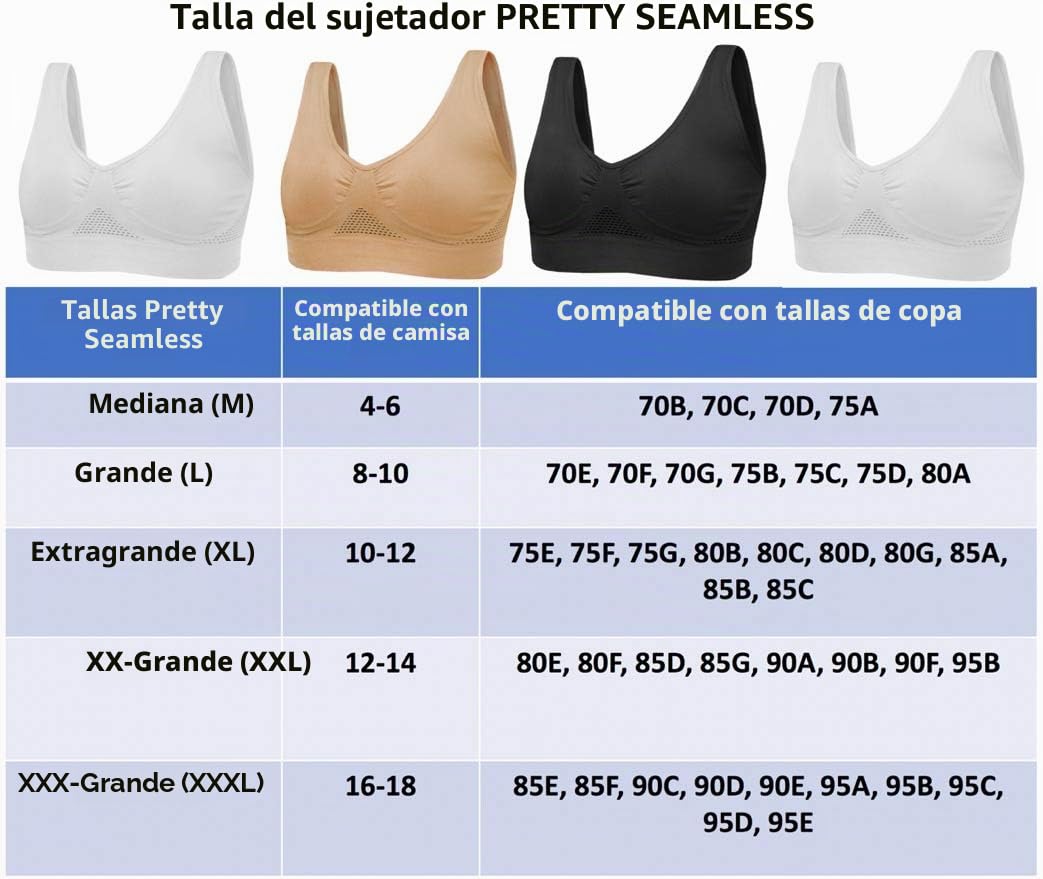Sujetador refrescante sin Aros: Sujetador Deportivo sin Costuras en Paquete de 4 Unidades, Ancho de Tirantes Agradable y Ajuste cómodo