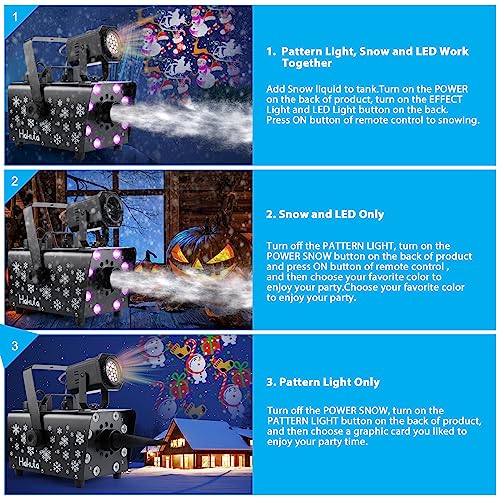 hakuta upgraded 800w snow machine with 8 led rgb lights led projection and 2 wireless remotes perfect for christmas halloweenparties wedding and dj stage