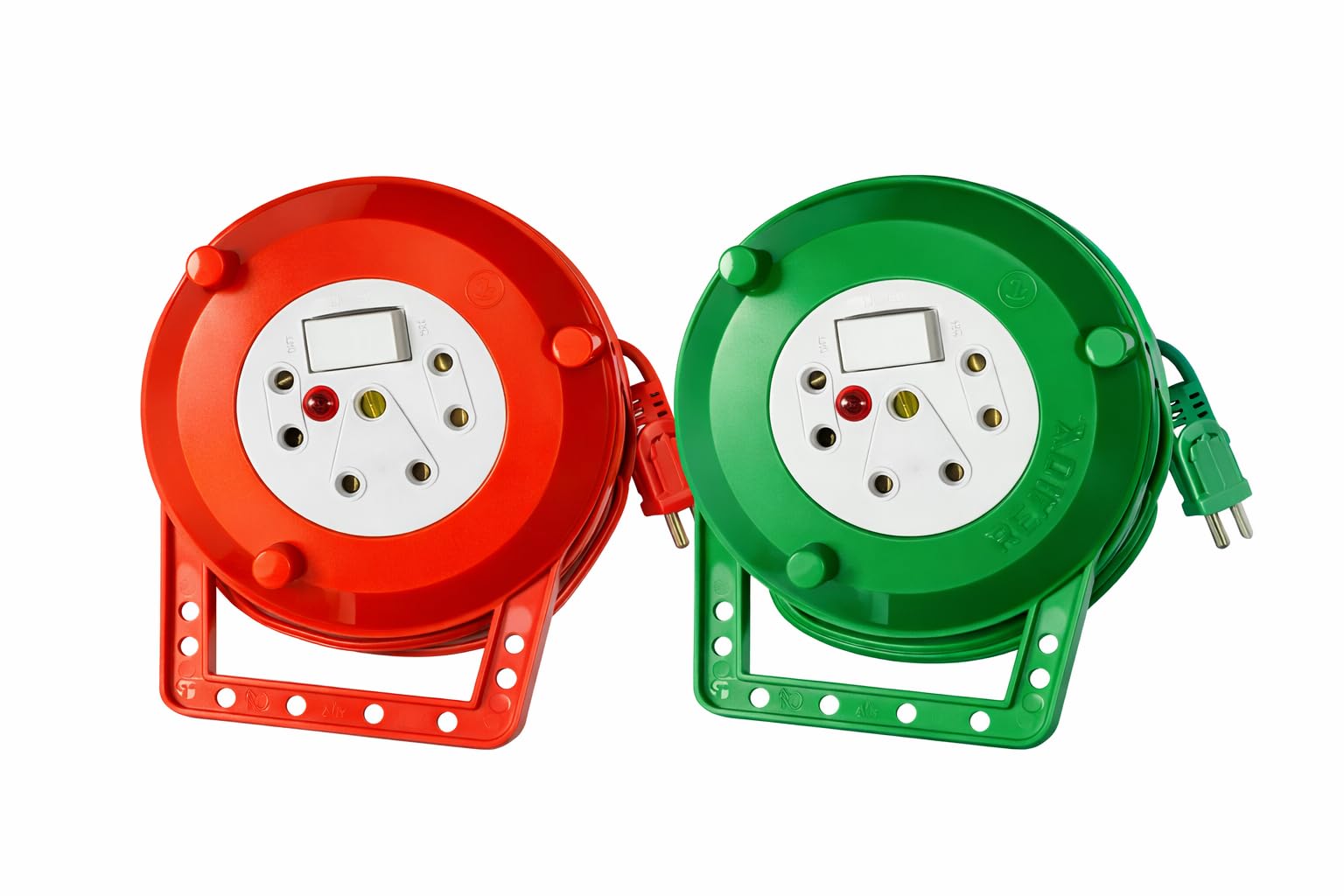 Retractable Extension Cord Reel with Socket, Red and Green, Indoor Use, Pack of 2-image-8