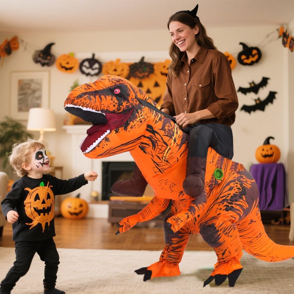 MXoSUM Adult Inflatable Dinosaur Costume Fancy Ride on Dinosaur Suit Blow up Trex Costume Dino Costume For Halloween - Image 4