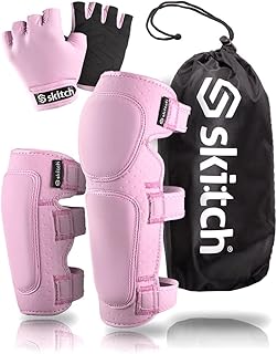 SKITCH Skateboard Protective Safety Gear Set for Kids and Teens | Premium Lycra Sport Knee Pads + Elbow Pads + Wrist Guards + Carry Bag | Scooter Roller Skate Inline Skating Rollerblading