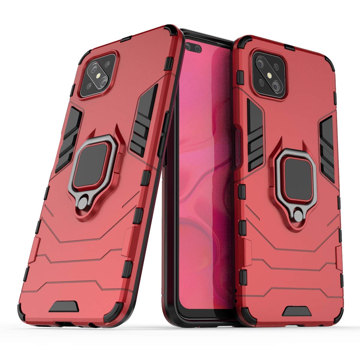 MRSTER Funda OPPO Reno4 Pro 5G, Armor Funda con 360 Anillo Soporte, Anti-Arañazos con Absorción de Choque Resistente Carcasa Protectora para OPPO Reno4 Pro 5G. HB Black — view 30