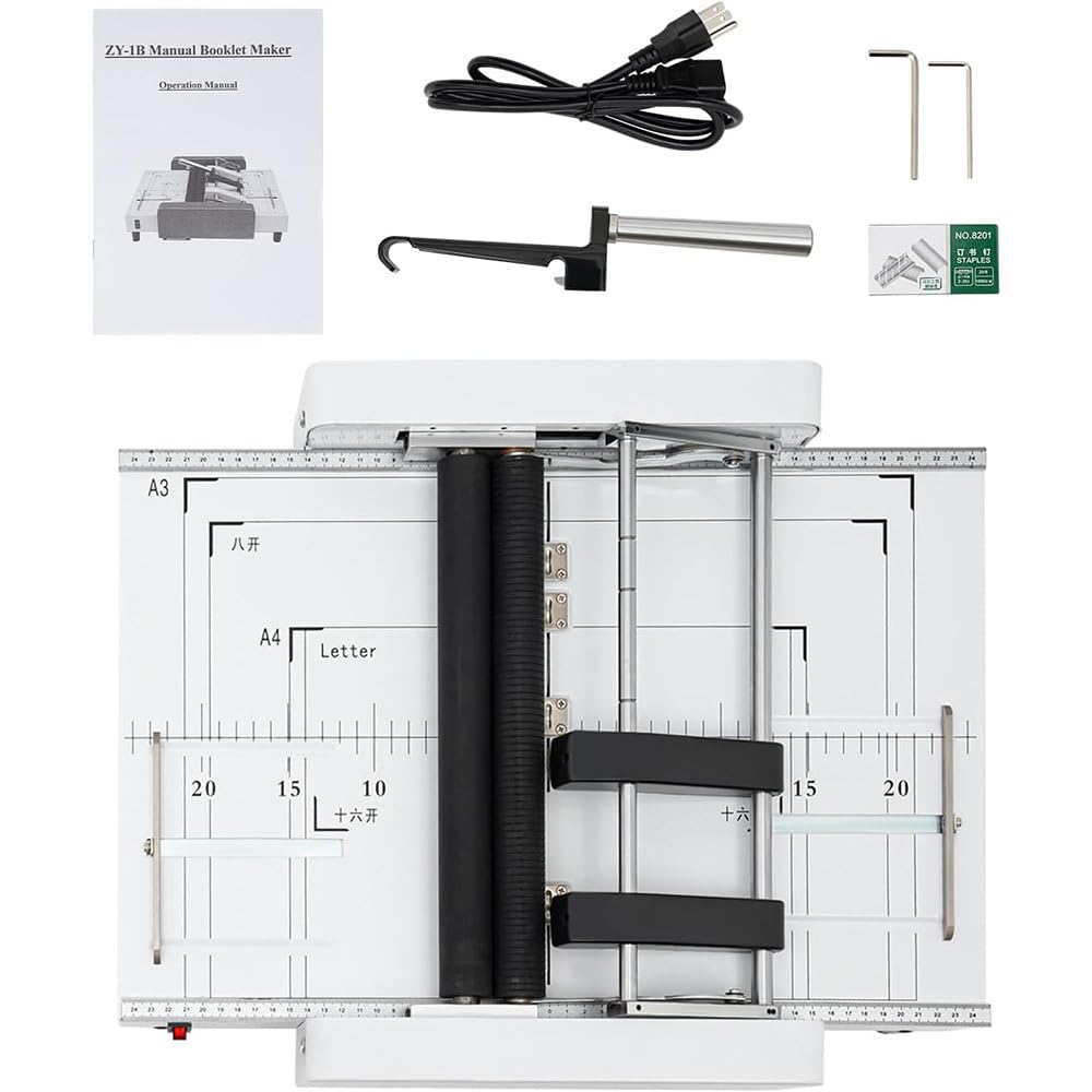 Raccoglitrice per libretti, pinzatrice A3, 5 posizioni di cucitura, capacità 17 fogli, 200-300 libri all'ora, include 1000 punti metallici per ufficio e scuola