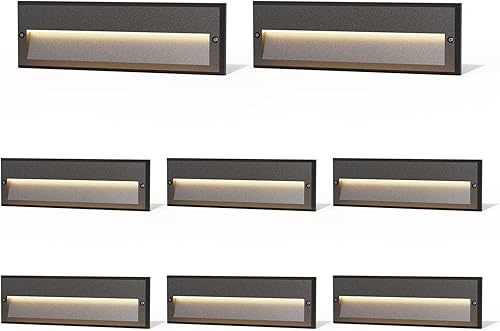 GOODSMANN Kits de luces de paso de bajo voltaje, 10.6 pulgadas, 12 V, CA, para escaleras, paisajes, con cable, 8 unidades, 6 W, LED, eléctrico, para