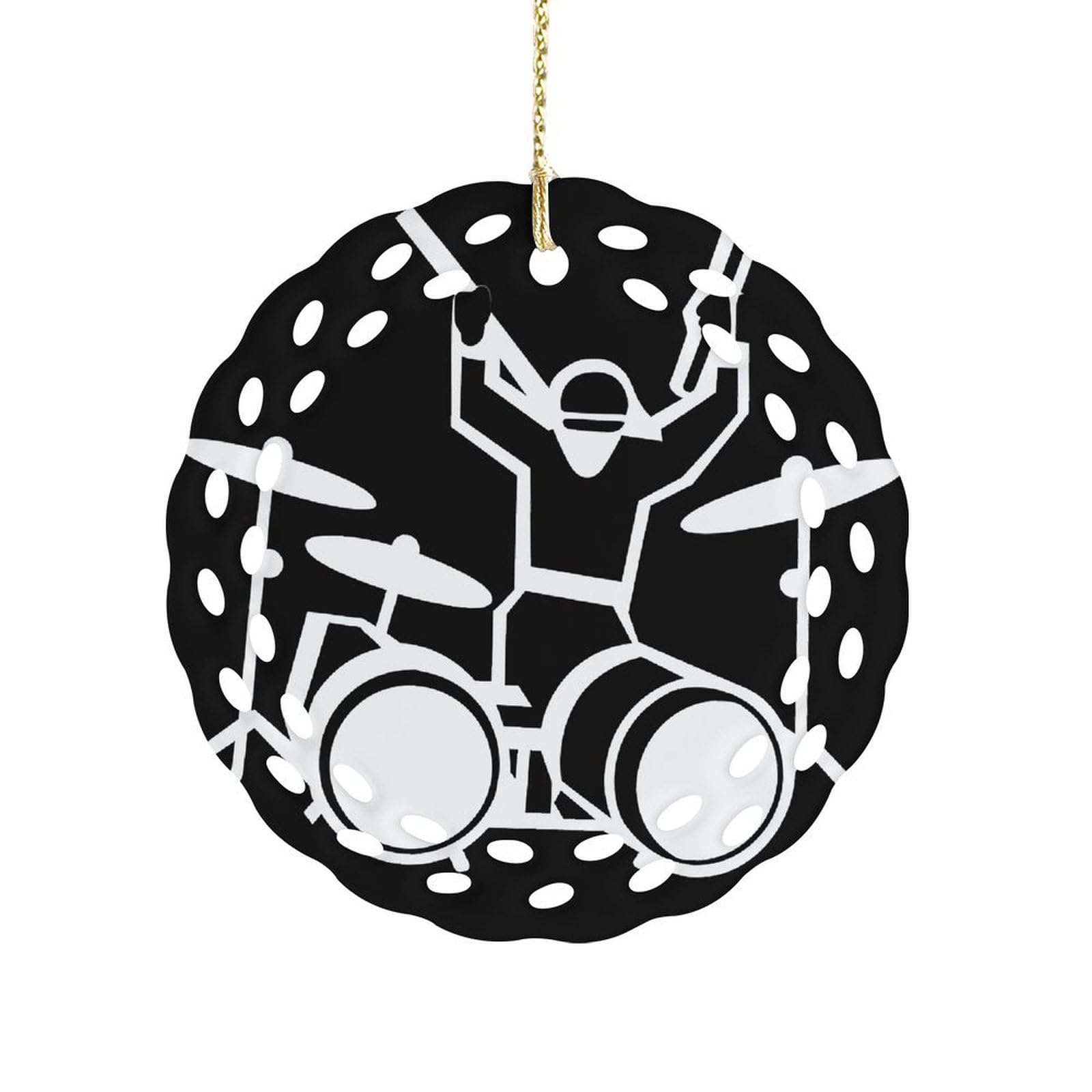 Fodpand Women's Style Drummer Ceramic Ornament For Home Decor 3.2" Round Tree Decoration Christmas Ornaments For Men Double-Sided Design