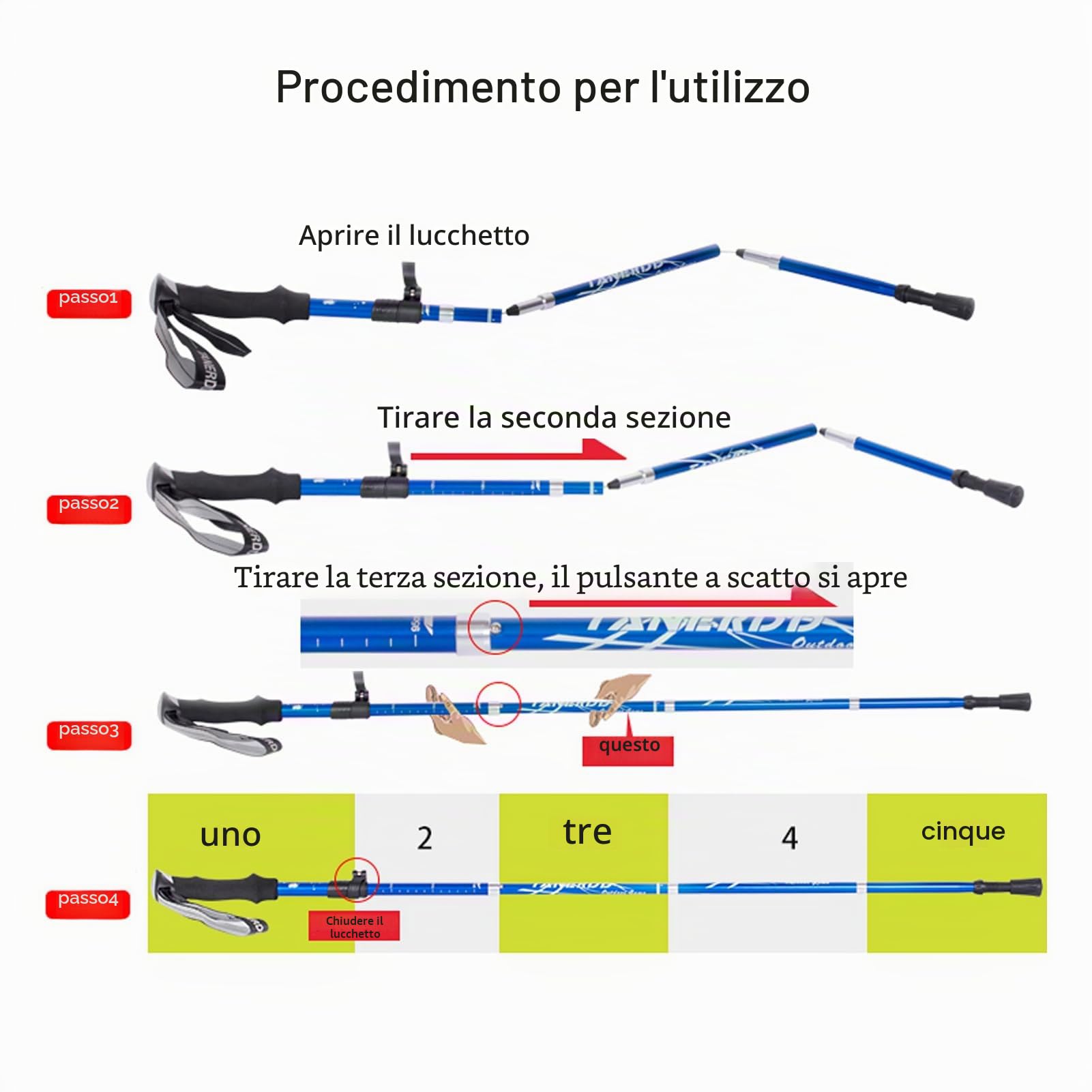 ThreeH 2 Pack Bastoni Trekking Bastoni Passeggio Pieghevoli Leggeri e Regolabili per l'escursionismo Campeggio Bastoni da Viaggio per Uomini Donne