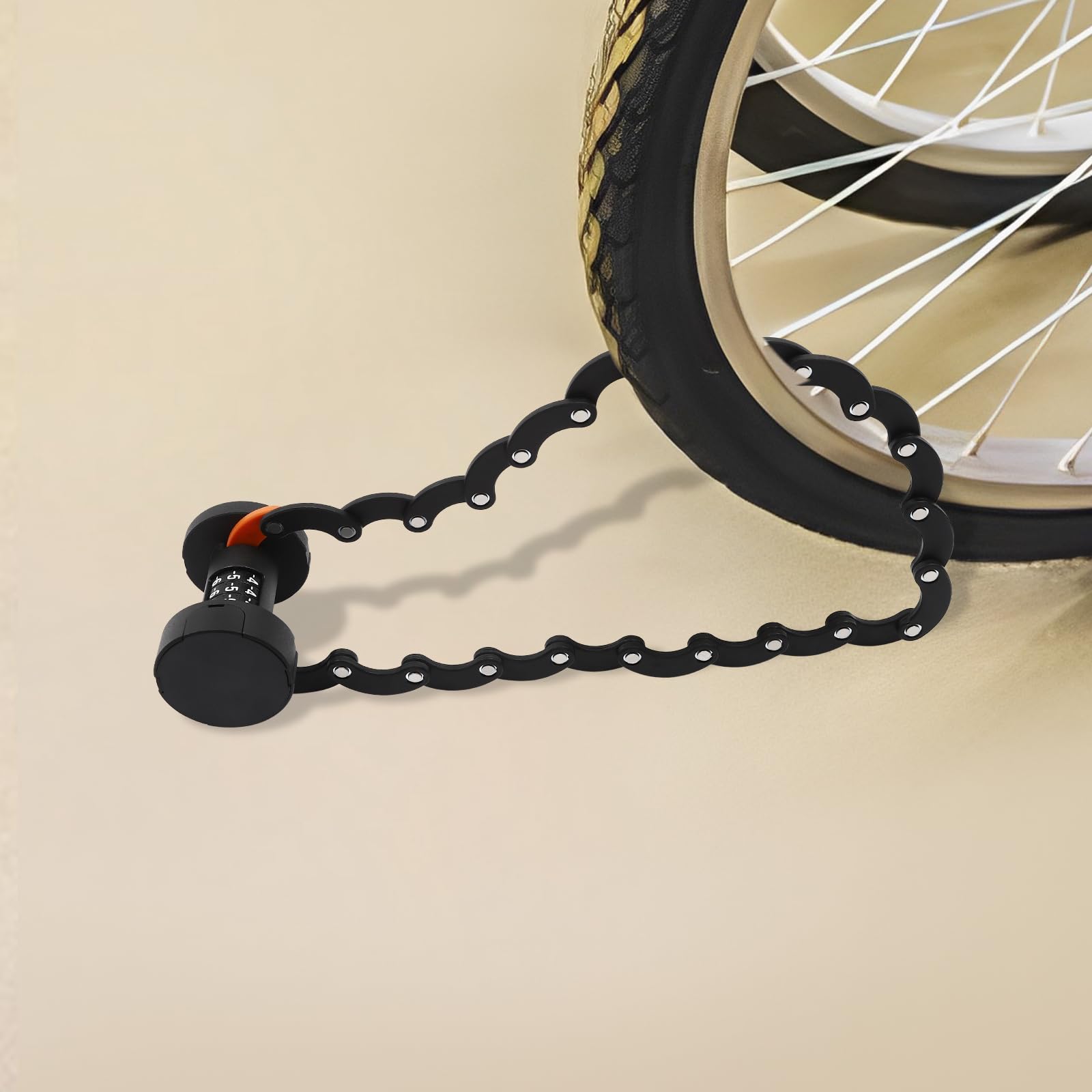 MINRS Antivol pliable pour vélo - Haute sécurité - Avec support et clé - 10 000 combinaisons de mots de passe - 88 cm de long - Pour vélo électrique, moto