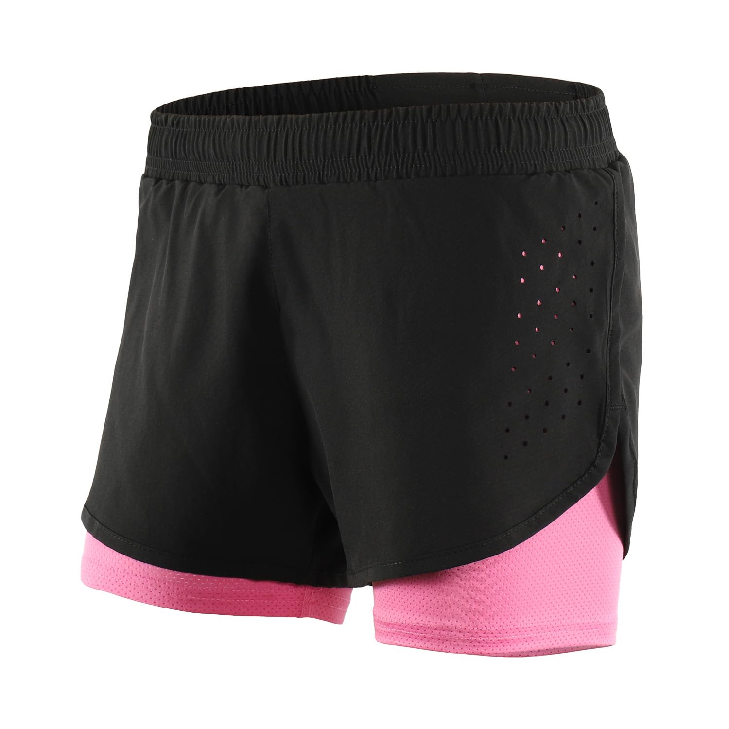 Mesing Sporthose Damen Kurz 2 in 1 Sport Shorts Sommer Schnürsenkel Atmungsaktiv Laufshorts Kurze Hosen für Yoga Workout Radfahren Fitness