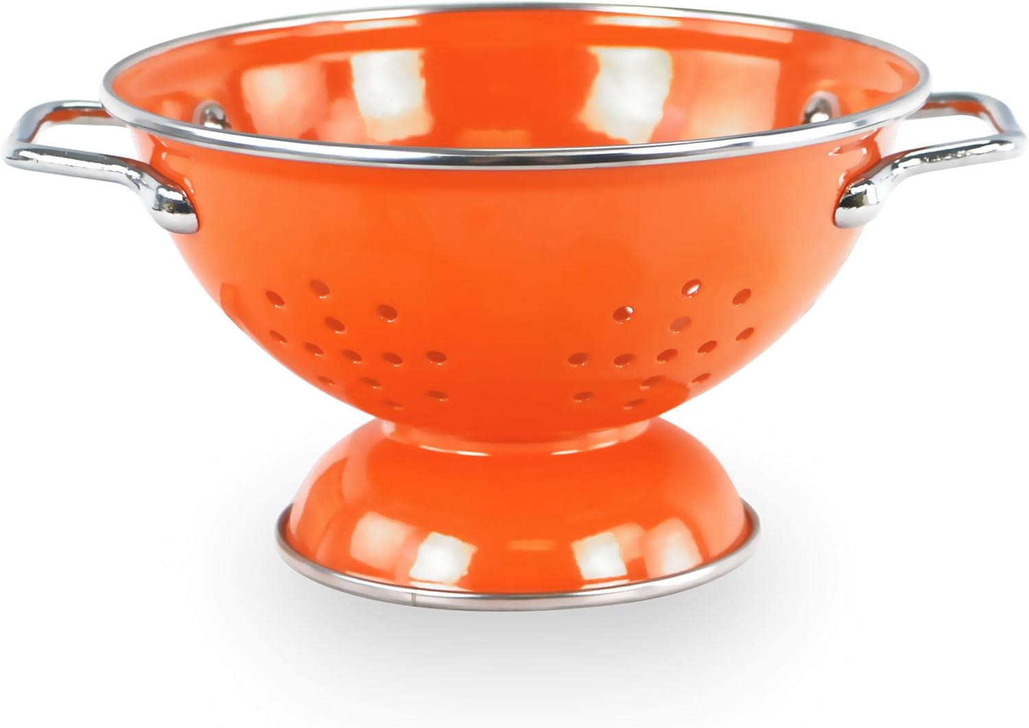 Reston Lloyd, 1 Quart Powder Coated Steel Kitchen Strainer Basket for draining Pasta, Vegetable and Fruit, Chrome Handles and Wide Stable Base, Orange Reston Lloyd, 1 Quart Powder Coated Steel Kitchen Strainer Basket for draining Pasta, Vegetable and Fruit, Chrome Handles and Wide Stable Base, Orange