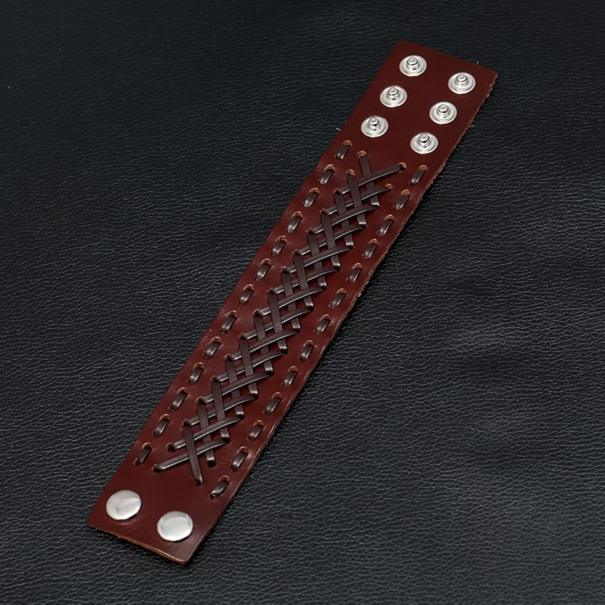Men's Retro Wide Leather Bracelet, Adjustable Wristband