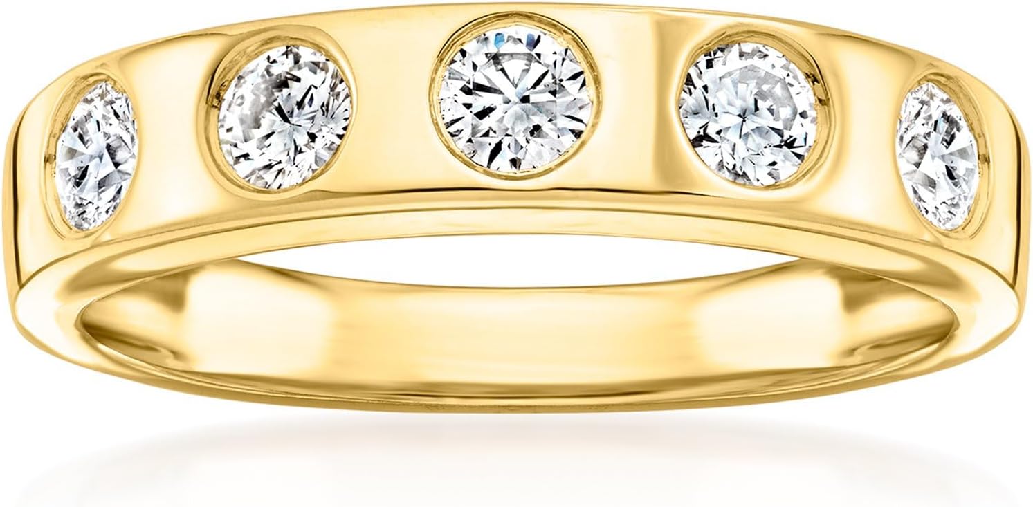 Ross-Simons 0.50 ct. t.w. Lab-Grown Diamond 5-Stone Ring in 18kt Gold Over Sterling