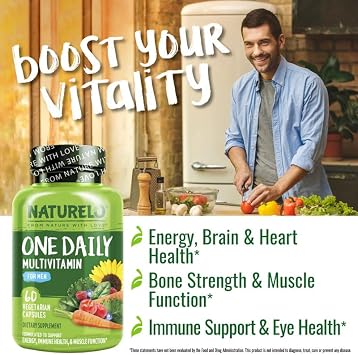NATURELO Multivitamin for Men - One Daily, 60 Vegetarian Capsules | Vitamins, minerals & organic whole foods, non-GMO