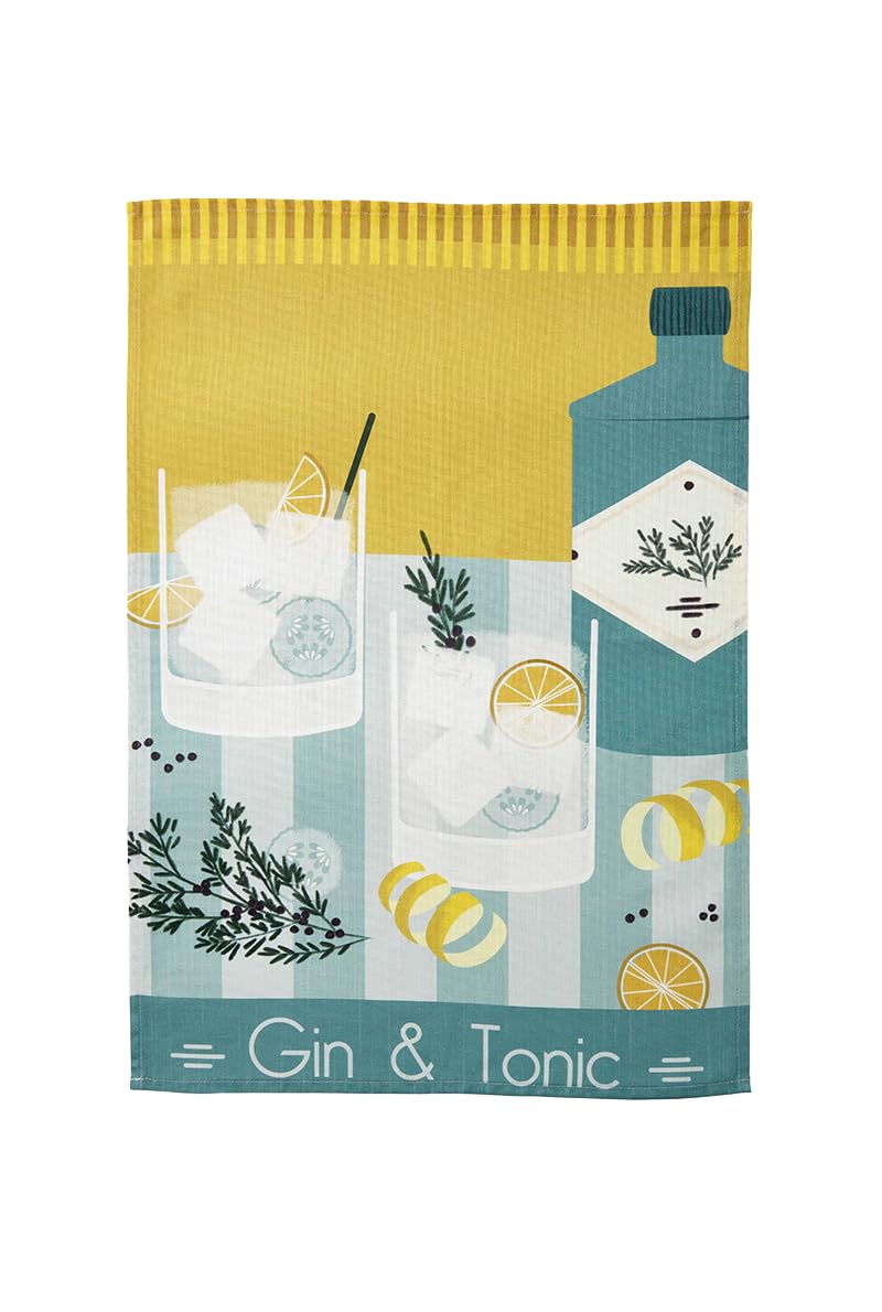 Paño de cocina Gin Tonic de Coucke (50x75 cm) en color negro para dar un toque moderno a tu barra
