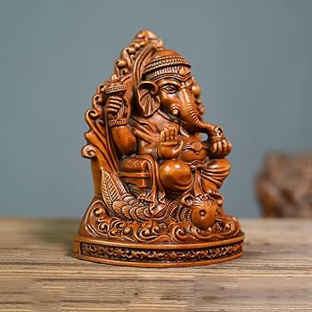 Amazon.co.jp: 木彫り 仏像 インドの神様 ガネーシャの置物