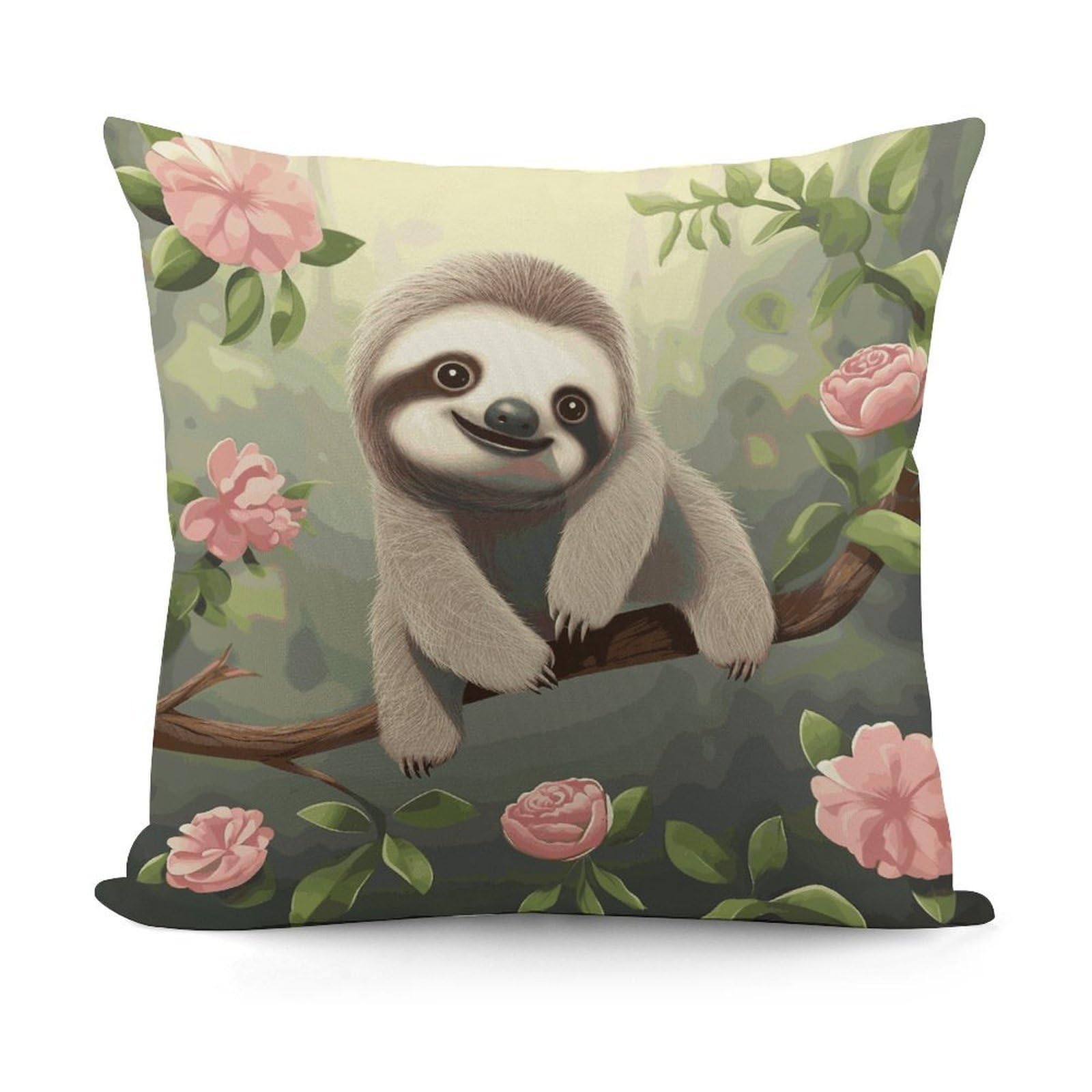 JTREHY Cute Sloth Pillow Covers Decorative Throw Pillow Covers Soft Decor Couch Cushion Case Modern Square Pillow Cases Summer Pillow Cover for Sofa Living Room 18x18 in