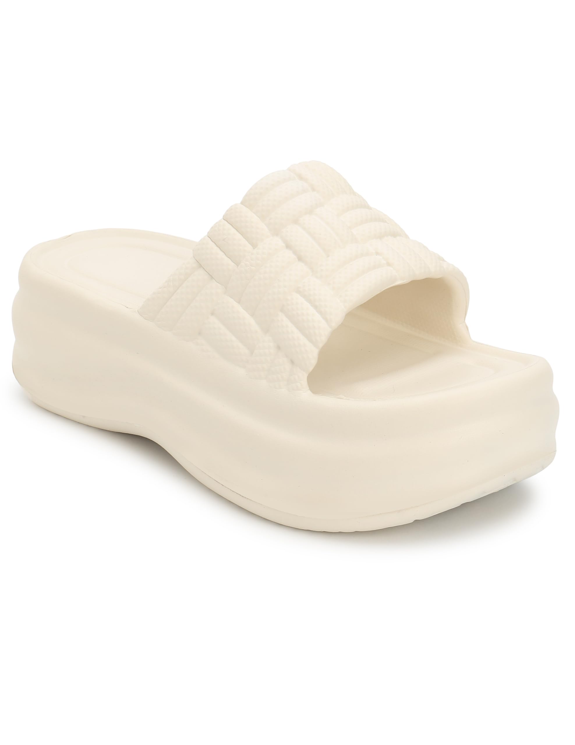 Women's Platform Slide Slippers | Lightweight EVA Comfort Slides | Soft Cushioned Slip-On Casual Footwear for Women | Beige-image-25