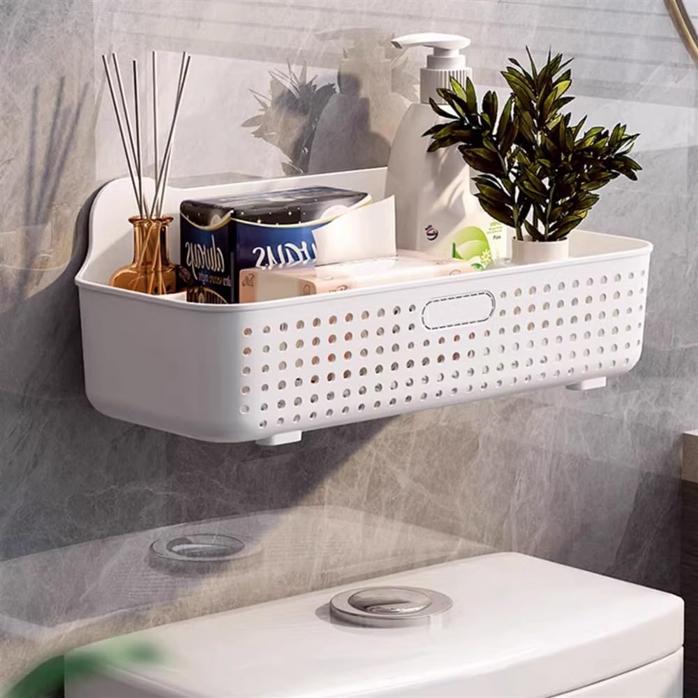 Mensola da bagno Portaoggetti da doccia in plastica, organizer da parete for doccia con 6 ganci, cestino portaoggetti da doccia senza foratura for bagno, cucina, lavanderia, balcone Scaffali galleggia