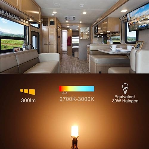 Miniatura 5 de Cheopha Bombillas LED T10 T5 con base de cuña de 12 V, 921, 3 W, reemplazo de lámpara halógena de 30 W para paisaje, exterior, camino, escalón,