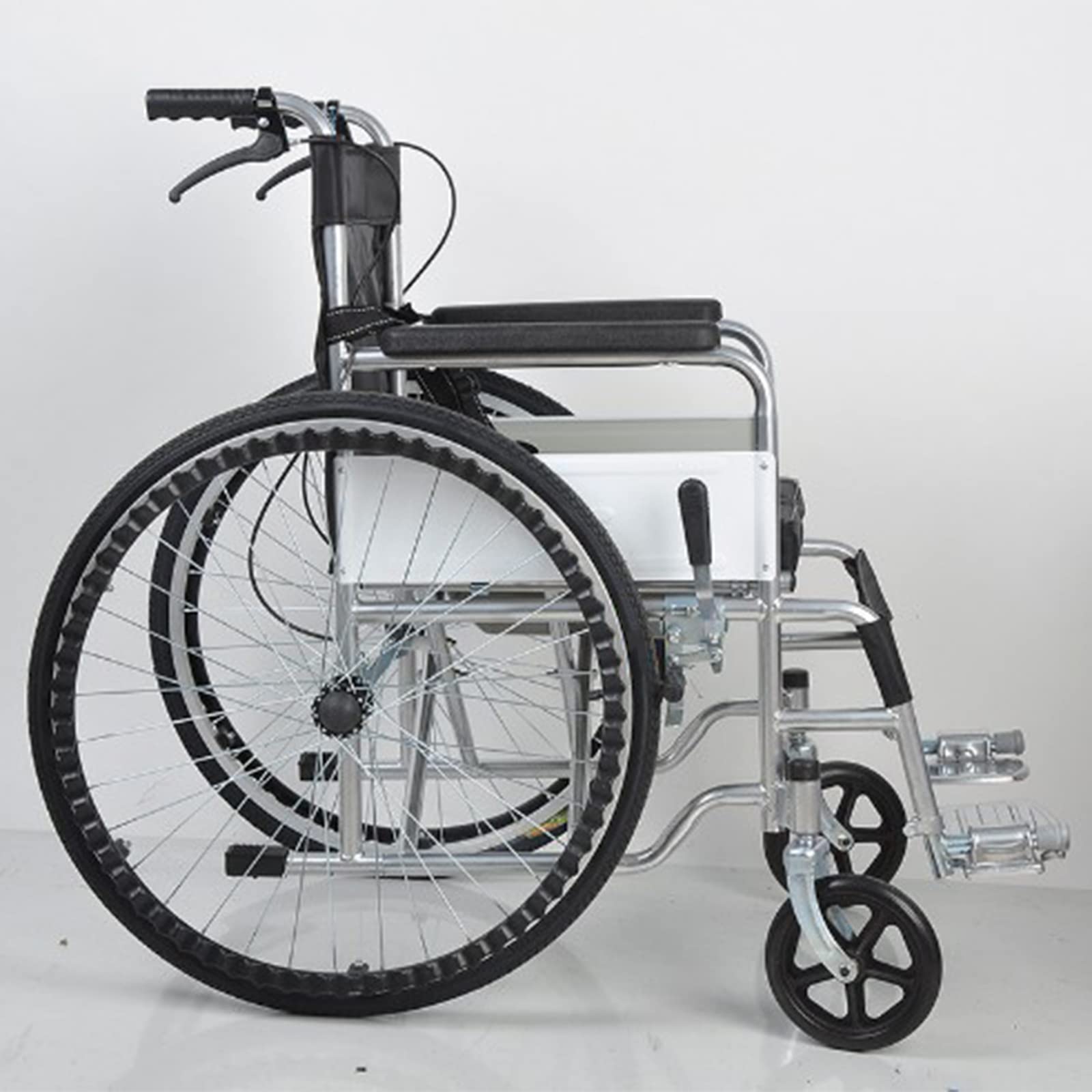 Silla de Ruedas,Silla de Ruedas Manual Ligera,Silla de Transporte Plegable con Reposapiés/Black