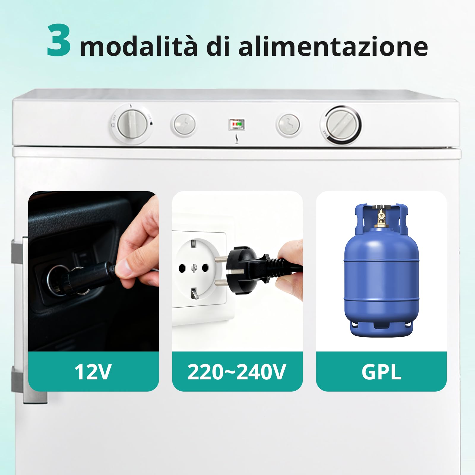 SMETA Lodówka chłodząca gazem i zamrażarka 12V/230V/gaz, lodówka z zamrażarką 100L, cicha lodówka do campingu, domu, przyczepy kempingowej, garażu, domku letniskowego, kempingowego, biała SMETA