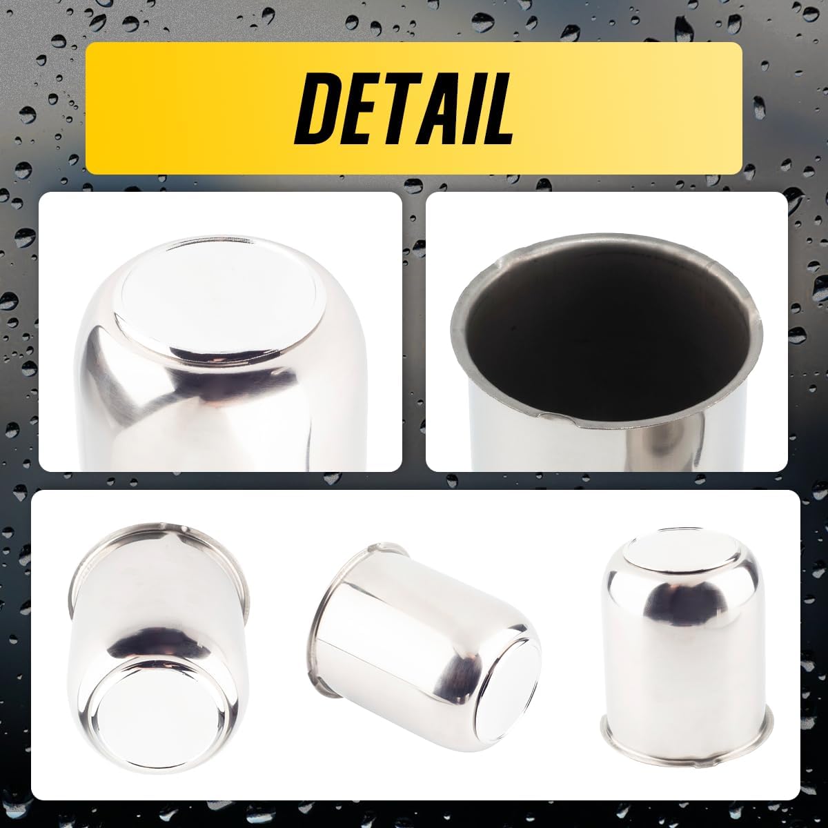 2Pcs 3.19" Push Through Wheel Center Caps Stainless Trailer Hub Cap for Truck SUV RV Wheel Rim (Fit 3.19" Bore 3.62" H Chrome)