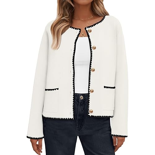 LILLUSORY Womens Long Sleeve Open Front Cardigan Sweater Lightweight Coat Button Down Jacket