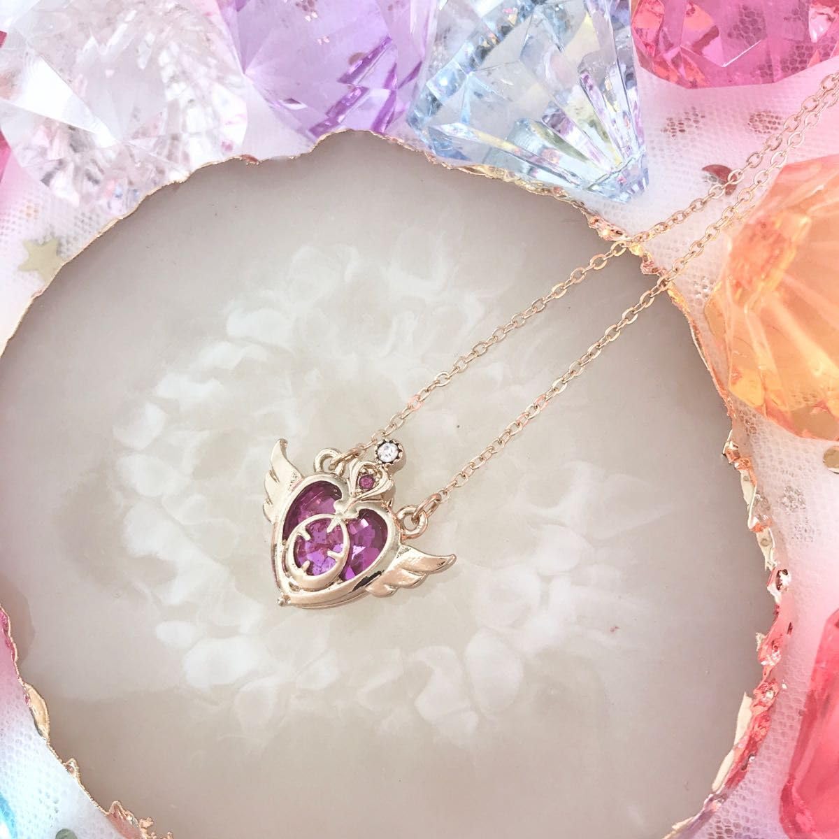 Amazon.co.jp: ハート ネックレス ゆめかわ ゴールド セーラームーン風  