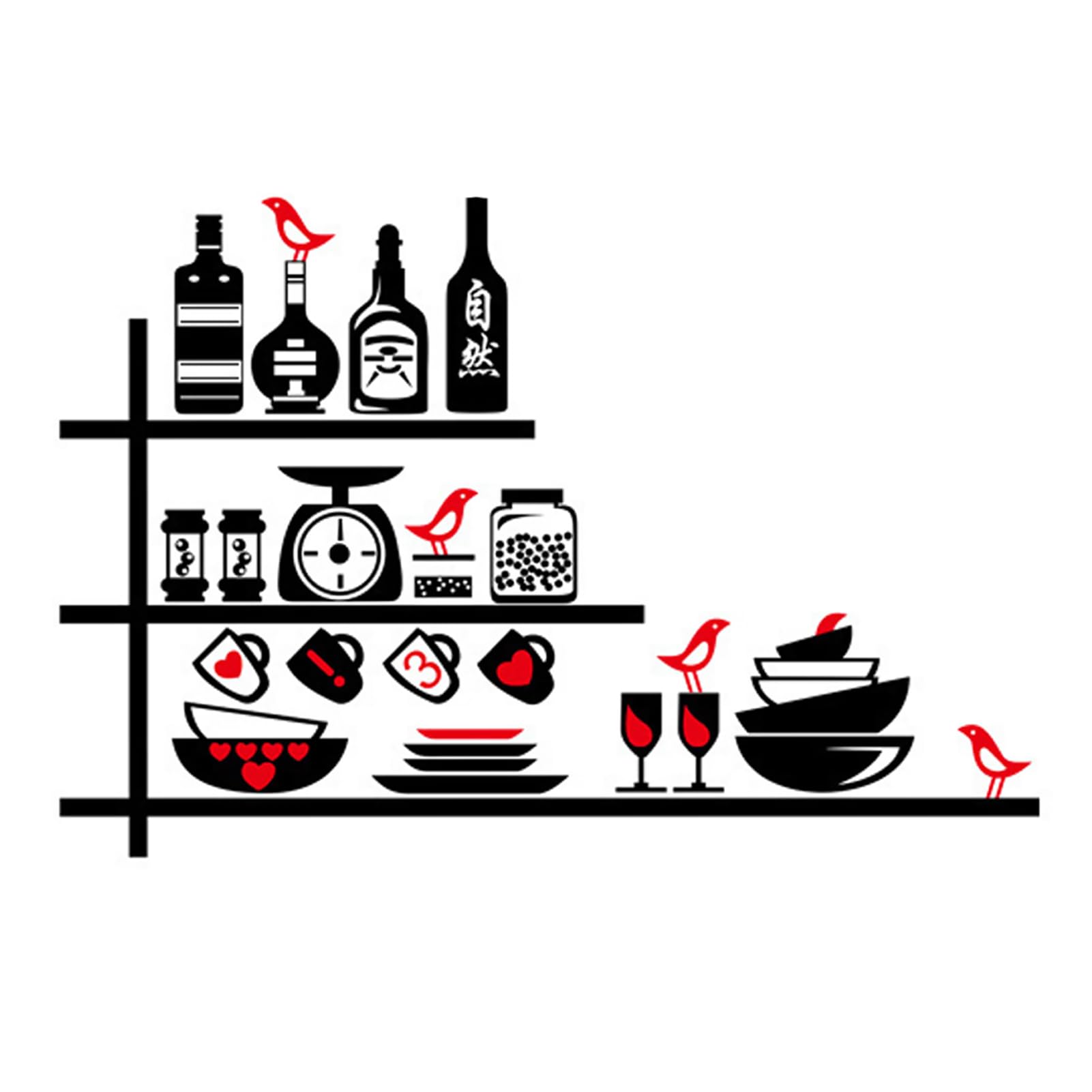 BeauentyKitchen Oil Proof Wall Stickers, PET Kitchen Oil proof sticker, Oil Proof Stickers Behind The Stove, 90L x 60Hcm (Bird Bottle)