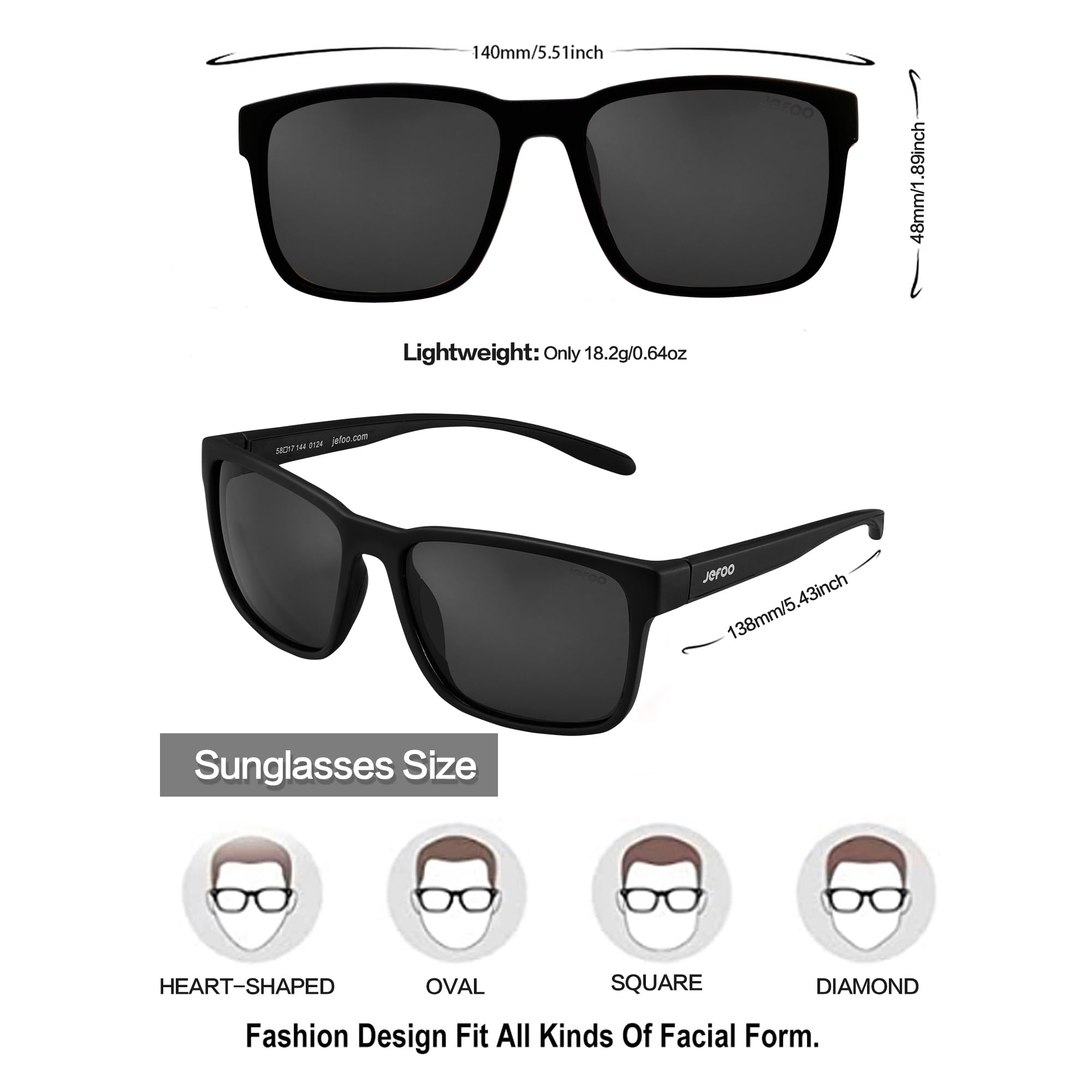 Jefoo Lentes de sol polarizados de pesca para hombres y mujeres, kayak, surf, conducción, ligeros, deportivos, protección UV
