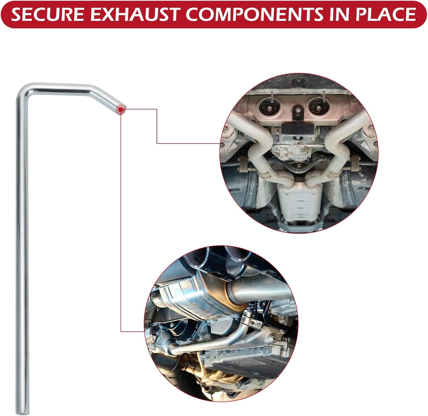 LCGP 4 Pack Heavy Duty Exhaust Hanger Rods 90° Bend Universal Use Exhaust Hanger 3/8" Rod 10" Long