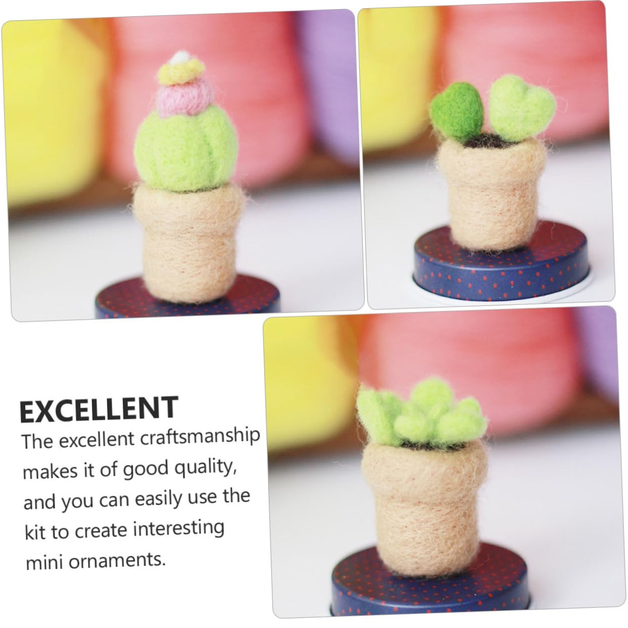 DIYEAH 16piezas Material De Fieltro De Para De Decoración De Cactus Lana Kit De Manualidades Para Principiantes y Entusiastas Del Fieltro