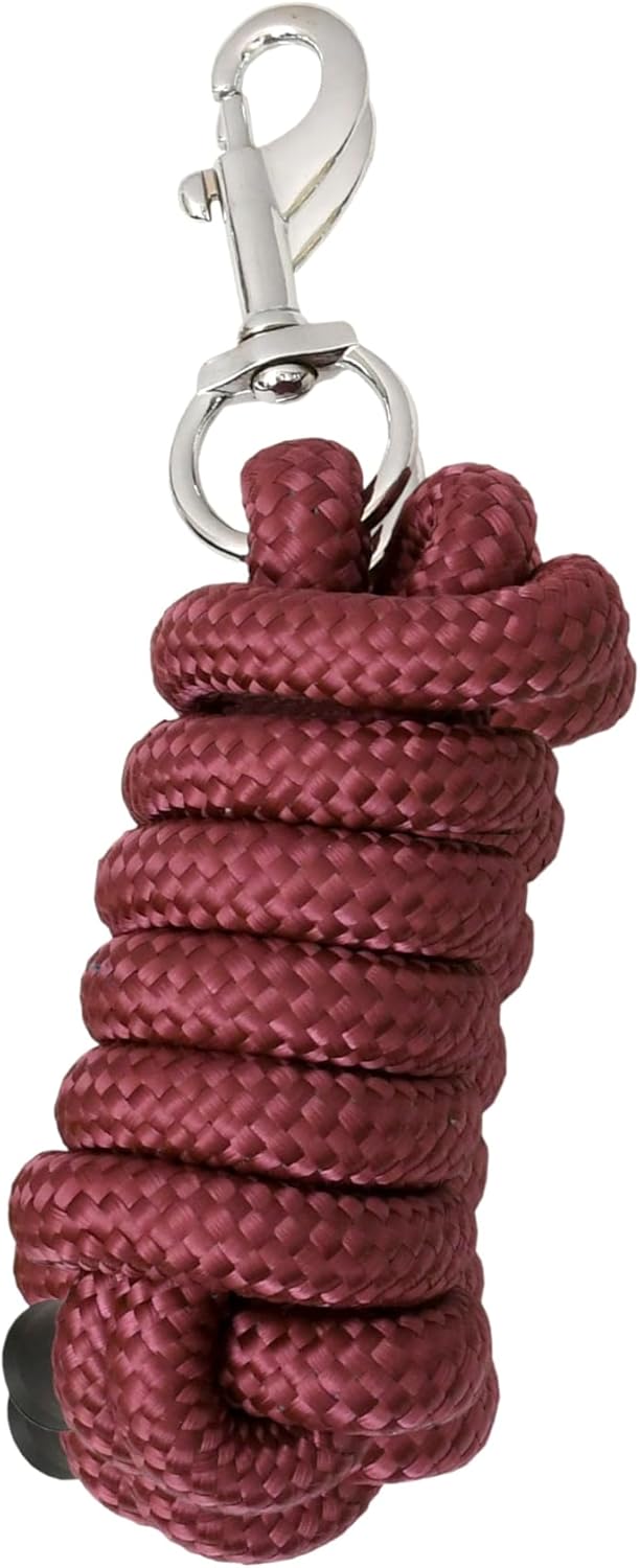 Lead Rope with Snap Closure Durable Nylon Rope with Soft Comfort Grip for Horse Training Barn Stable and Daily Riding Use Red Equestrian Tack, Red