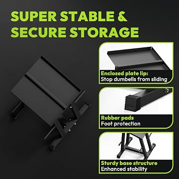 HANDBODE Adjustable Dumbbell Rack with Plate Storage, 500 lb Capacity