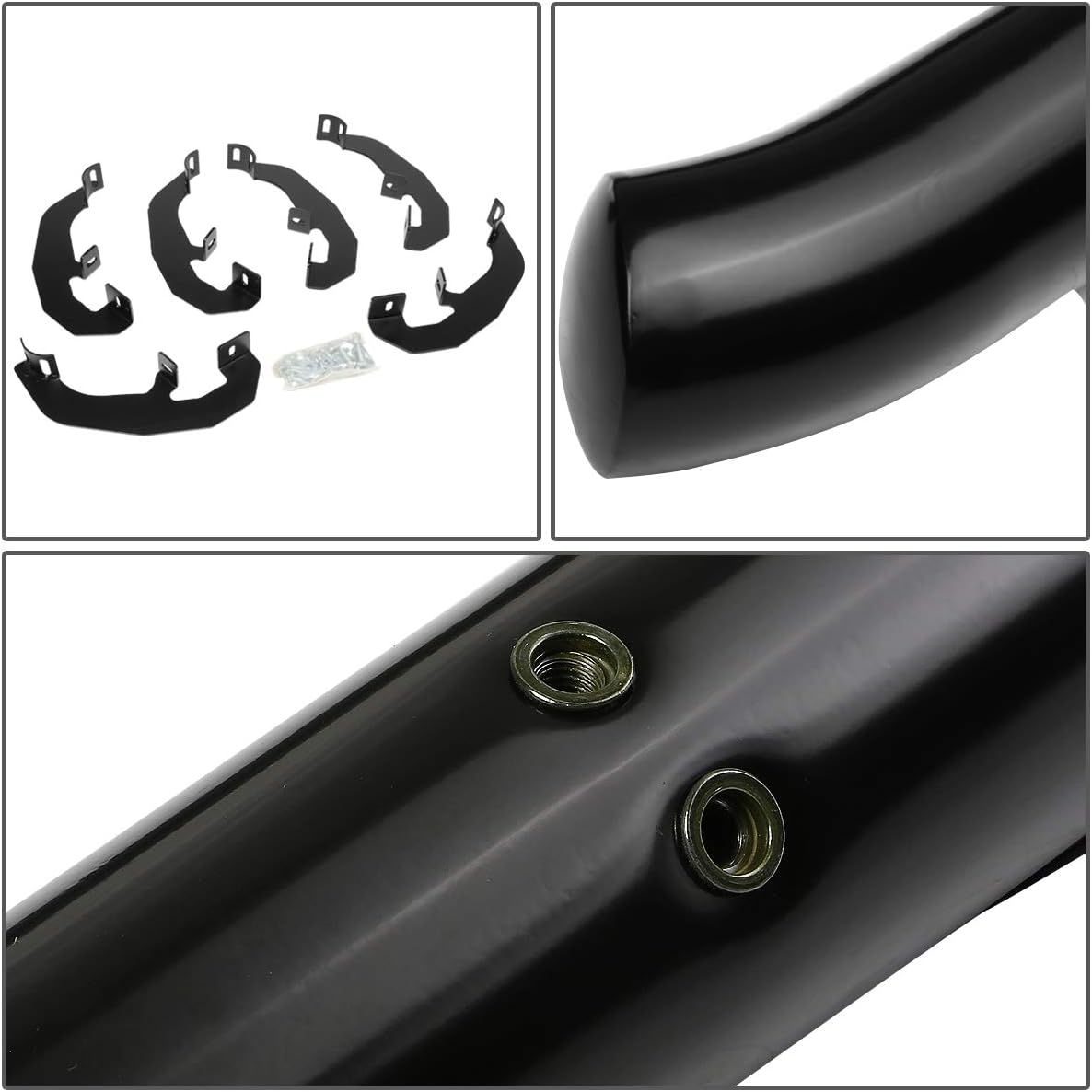 Auto Dynasty 3 Inches Side Step Nerf Bar Running Boards Compatible with Silverado Sierra 1500 2500HD 3500HD Crew Cab 19-25, Mild Steel, Black Powdercoated