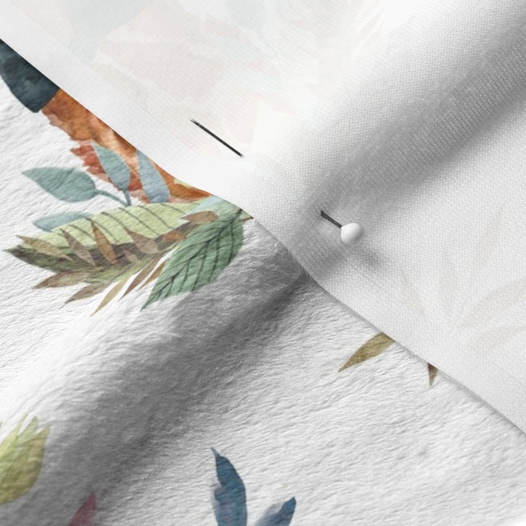 Spoonflower Fabric - Boy Giraffe Free Leaves Flowers Floral Woodland Animals Jungle Fashion Printed on Minky Fabric by The Yard - Sewing Baby Blankets Quilt Backing Plush