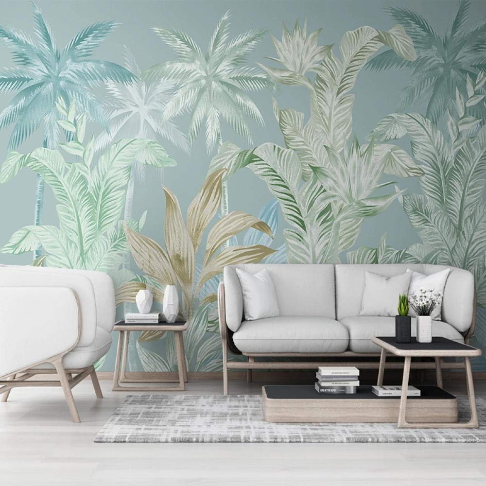 Papier peint plantes tropicales pour habiller un grand mur blanc de salon