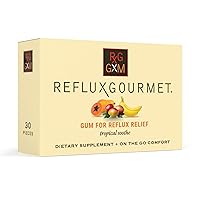Vista 1 de Goma de mascar Reflux Gourmet Tropical Soothe con terapia de alginato y bicarbonato de sodio para reflujo ácido, apoyo oral, cognitivo y digestivo