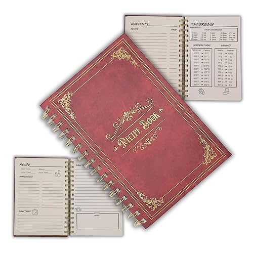 JoyfulDestiny Libro de recetas en blanco para escribir tus propias recetas, libro de cocina y diario de recetas familiares, cubierta laminada