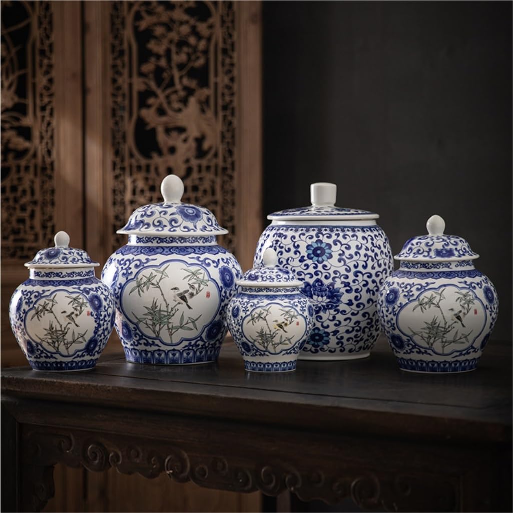 CMBSSTFC Słoik na cukier Retro Pałac Niebiesko-biały porcelanowy słoik ogólny Biała porcelana do przechowywania Luźny słoik do przechowywania herbaty Ceramiczny słoik kuchenny Pojemnik na herbatę