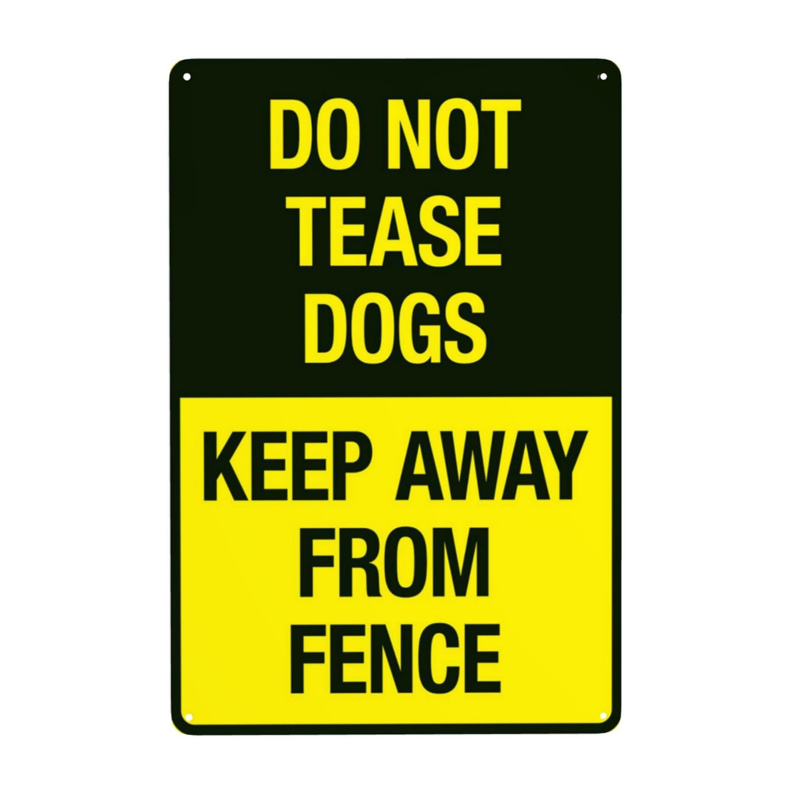 Retro Dog Fence No Teasing Reminder Sign, Outdoor Pet Safety Behavior Rule Decor, 8x12 Inch