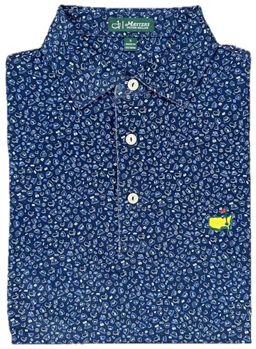 PETER MILLAR 2024 Masters Men's Performance Tech Buckets and Badges Navy Blue Golf Polo Shirt