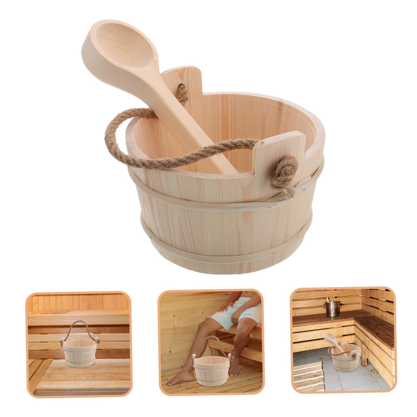 Cabilock Saunas De Interior Sala De Sauna Juego De Cubo Y Cucharón De Sauna Accesorio De Sauna De Vapor De Madera Suministros De Baño para Relajarse