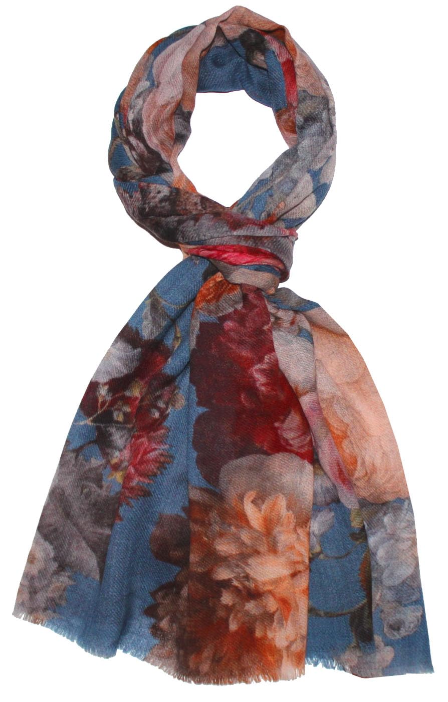 Lorenzo Cana - Damen Pashmina Schal Schaltuch aus weicher Wolle vom Merino Lammwoolle florales Muster mehrfarbig 70 cm x 180 cm Wollschal Wolltuch 78661